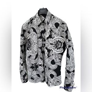 Versace print button down
